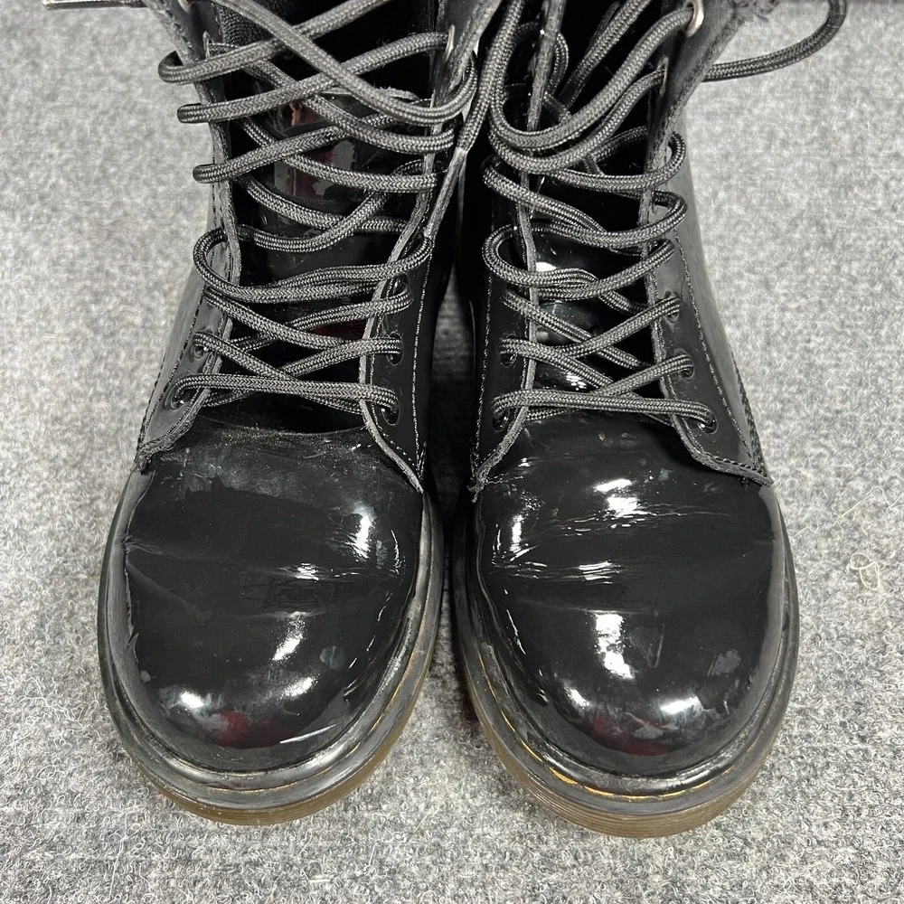 Dr. Martens Boots Shoes Junior 1460‎ Youth Size 2 Black Leather Lace Up Zip Up